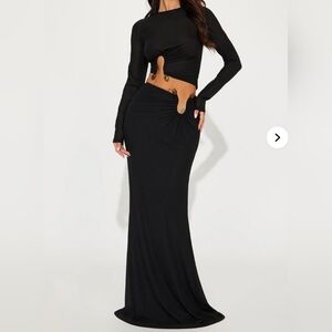 Fashion Nova Black Cut Out Pencil Maxi Skirt
